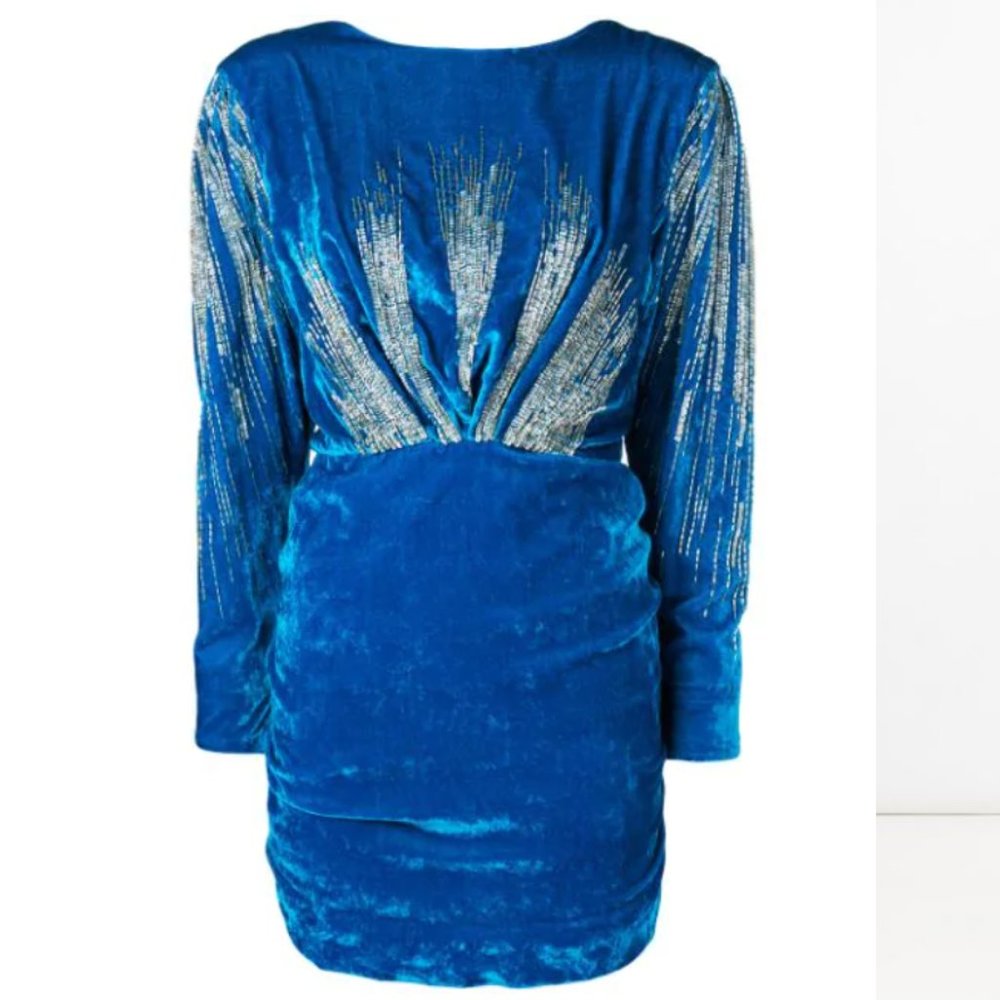 THE ATTICO sequin embellished blue velvet dress
